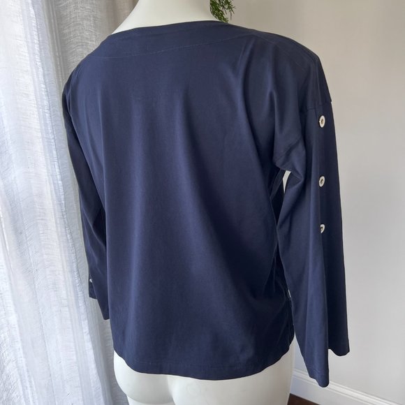 J. Crew Navy and White Button Long Sleeve - Picture 5 of 5